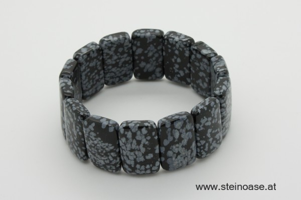 Armband Schneeflocken Obsidian 'Breit'